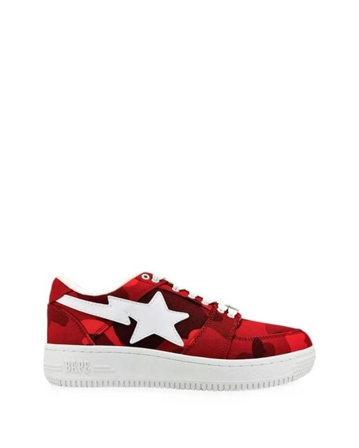 A Bathing Ape Red Bapesta M2 Low Lace-Up Sneakers for men