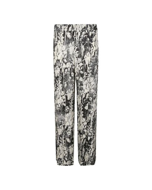 PT Torino White Floral-Print Wide-Leg Trousers
