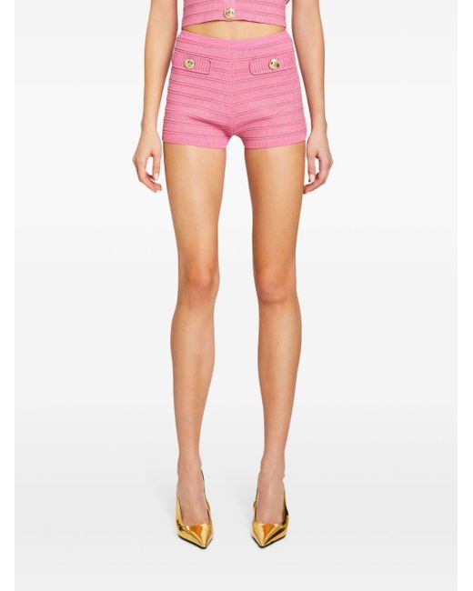 Pantalones cortos Sandra de canalé retroféte de color Pink