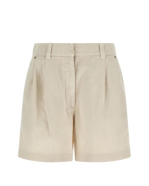 Brunello Cucinelli White Garment-Dyed Cotton And Linen Cover Baggy Shorts With Monili
