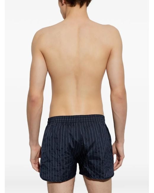Balmain Blue Short De Bain À Fines Rayures for men