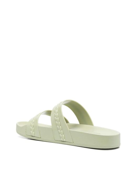 Ancient Greek Sandals Green Meli Double-Strap Slides