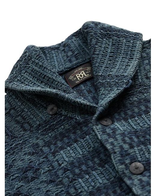 メンズ RRL ベルテッド カーディガン Blue