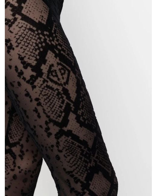 Philipp Plein Black Logo-Embroidered High-Waisted Leggings