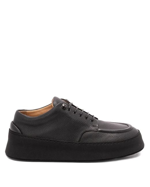 Marsèll Black Pebbled Leather Platform Derby Shoes for men