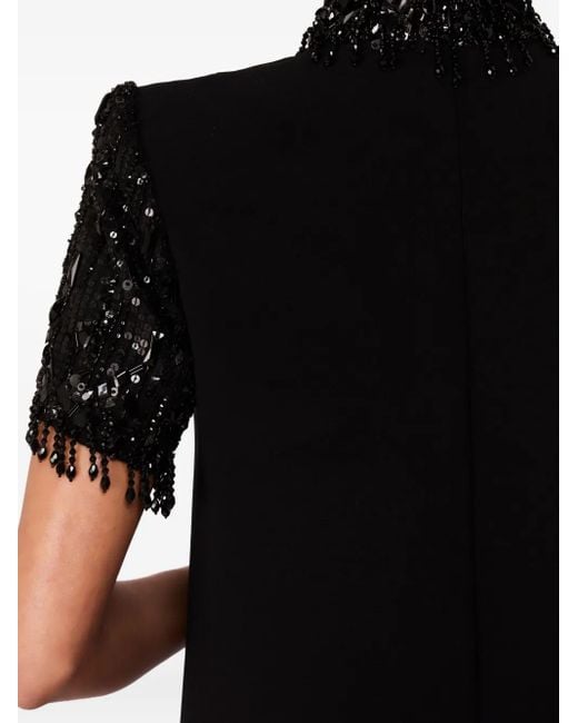 Jenny Packham Black Sequin-Embellished High-Neck Maxi Dress