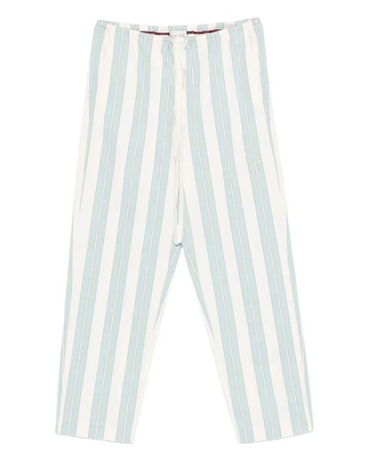 Forte_forte White Striped Drawstring-Fastening Trousers