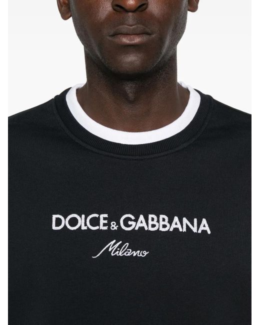 Dolce & Gabbana Black Embroidered-Logo Sweatshirt for men