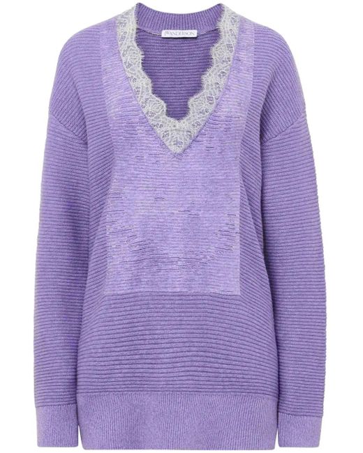 J.W. Anderson Purple Lace-Trim Jumper