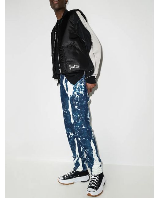 Palm Angels Blue Galaxy Dye Slim-Fit Jeans for men