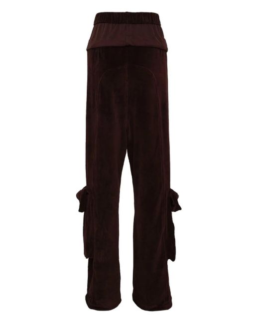 OPEN YY Black Velours-Cargohose mit gerolltem Bund