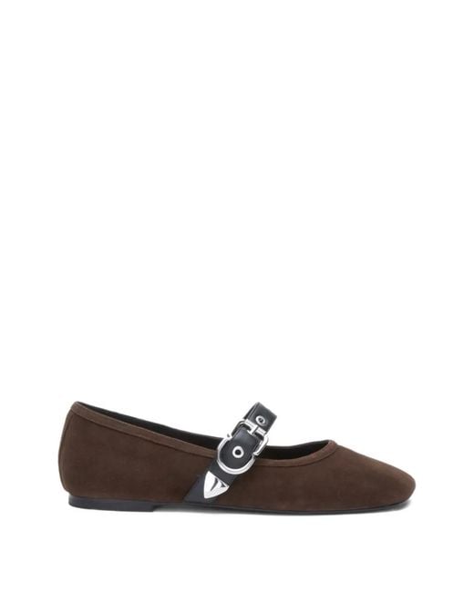3.1 Phillip Lim White Buckle-Strap Ballet Flats