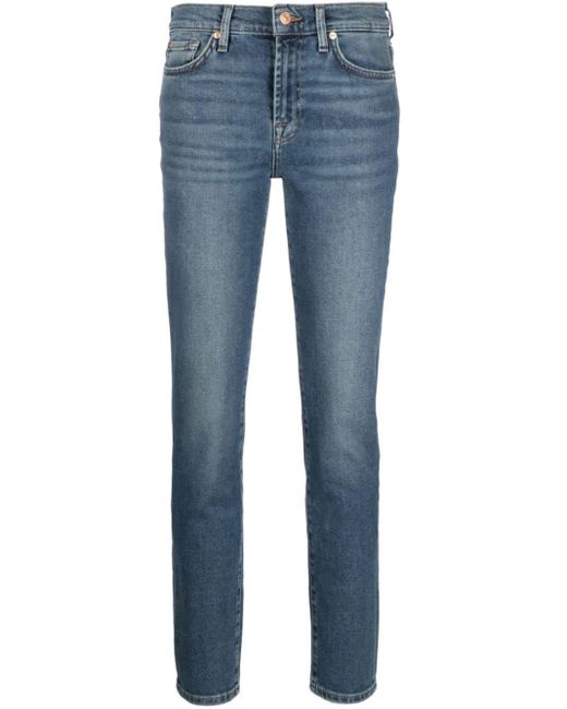 7 For All Mankind Blue Roxanne Mid-rise Slim-cut Jeans