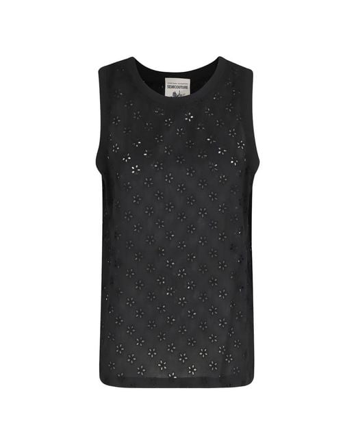 Semicouture Black Broderie Anglaise Top