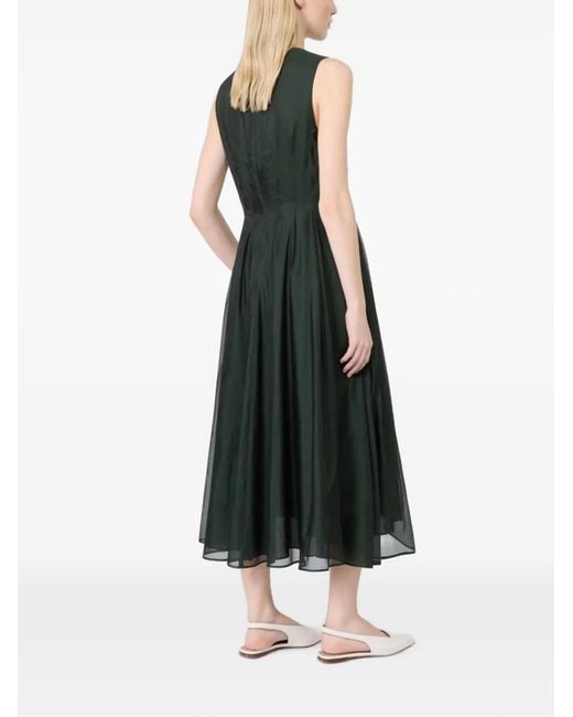 Max Mara Black Crystal-Embellished Pleated Midi Dress