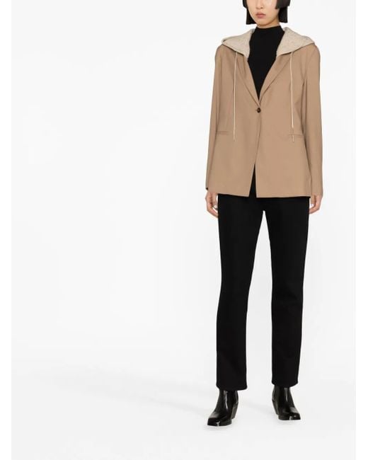 Fabiana Filippi Natural Hooded Single-Breasted Blazer