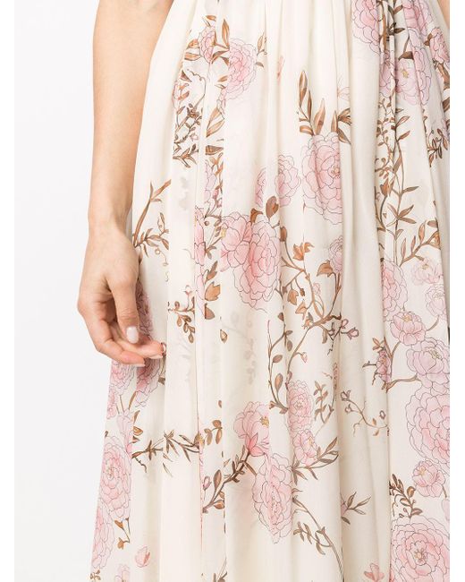 Giambattista Valli Seide Ausgestelltes Kleid mit Blumen-Print in Pink - Lyst