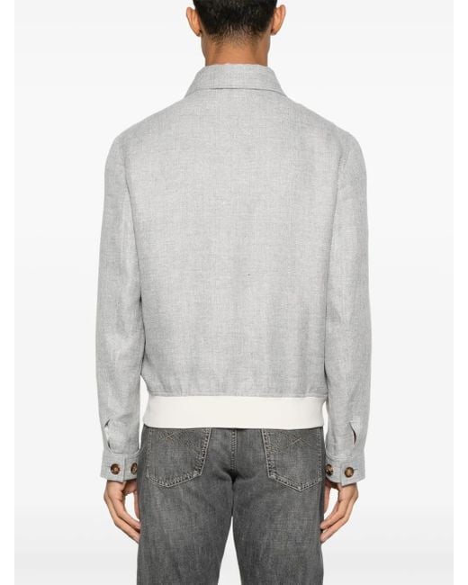 Brunello Cucinelli Gray Mélange-Effect Bomber Jacket for men