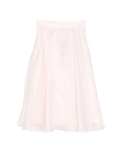 Max Mara Pink Silk A-Line Skirt