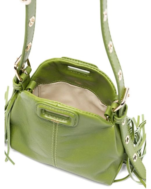 Maje Green Mini Miss M Fringed Tote Bag