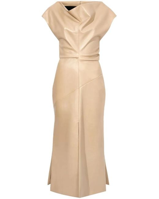 Proenza Schouler Natural Rosa Off-Shoulder Leather Dress