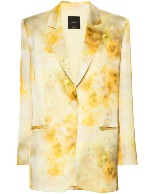 Pinko Yellow Blazer mit ausgeblichenem floralem Print