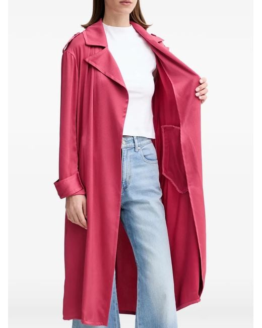 Marciano Red Belted notched-lapels trench