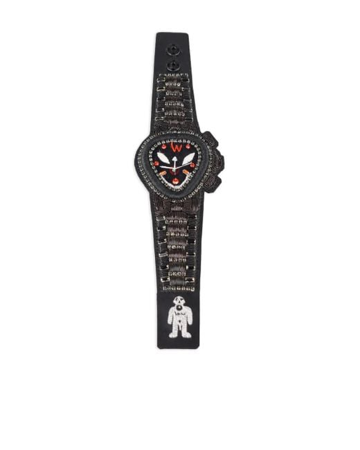 Walter Van Beirendonck Black Beaded-Appliqué Bracelet