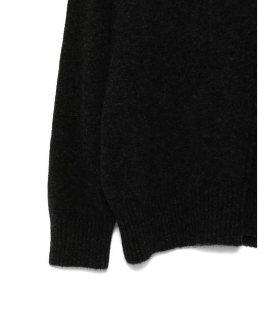 Isabel Benenato Black Asymmetric-Seam Wool Sweater for men