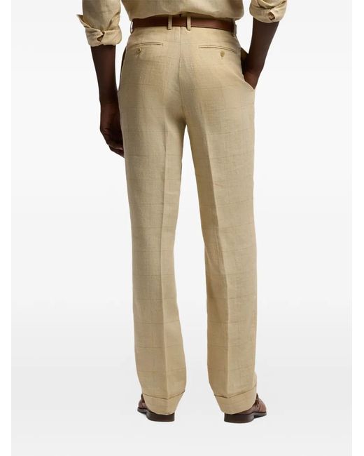 Ralph Lauren Natural Checked Pleated Trousers for men