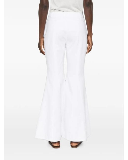 MOUTAKI White Flared-Leg Trousers