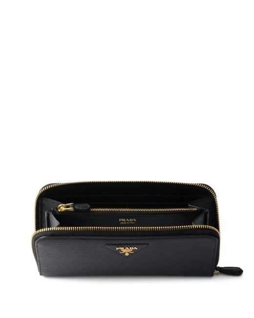 Prada Black Large Leather Zip-Around Wallet
