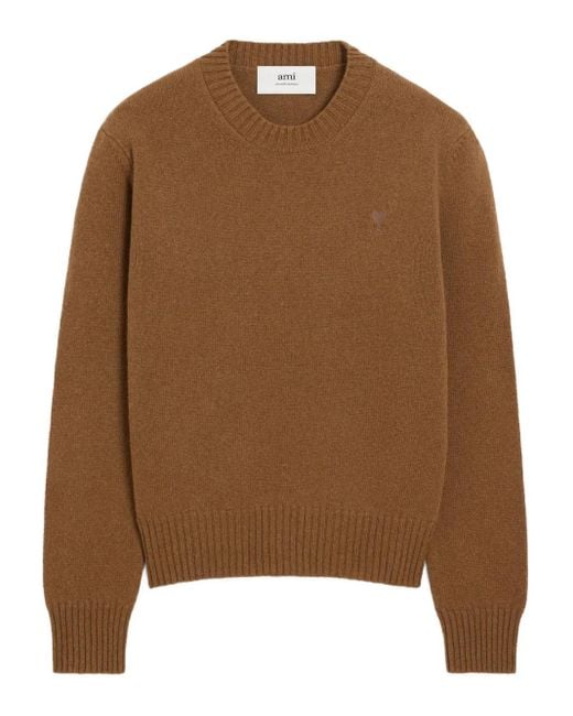AMI Brown Ami-De-Coeur Crew-Neck Sweater for men