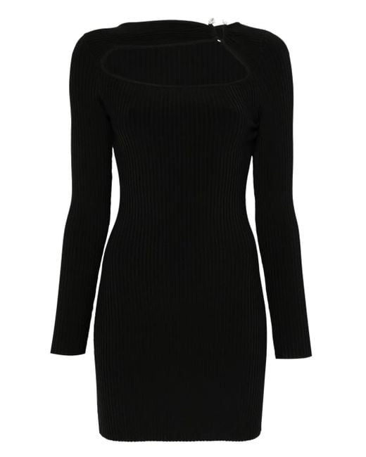 David Koma Black Cut-Out Ribbed Dress