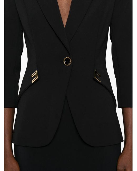Elisabetta Franchi Black Single-Breasted Blazer Jacket