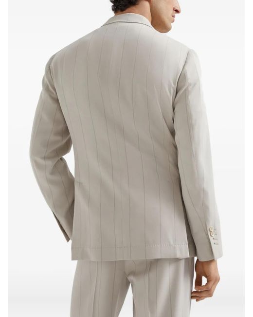 Brunello Cucinelli White Silk-Twill Blazer for men