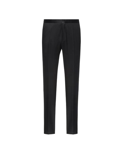 HUGO Black Satin-Waistband Tailored Trousers for men
