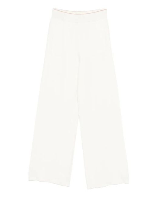 Eleventy White Ribbed Trousers