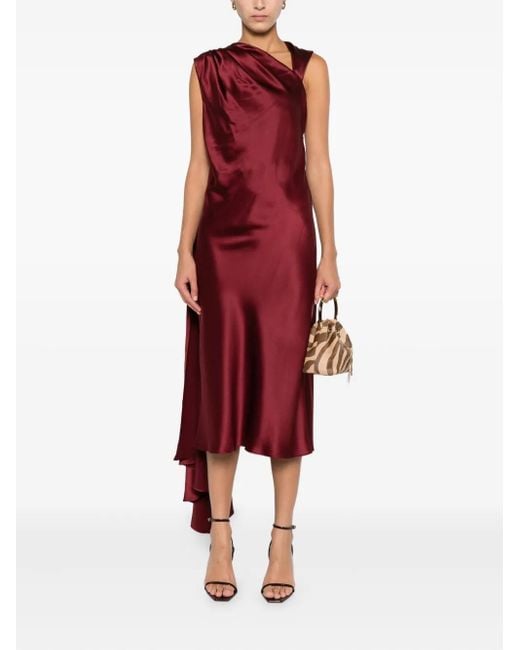 max mara silk dress | Woman - Polka dot-patterned long - Midnightblue Long dress with matching sash Silk satin gown in white