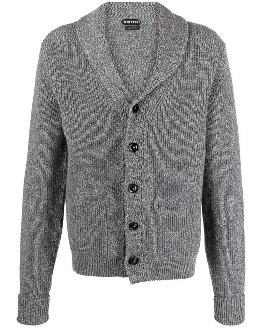 Tom Ford Gray Shawl Collar Cashmere Cardigan for men
