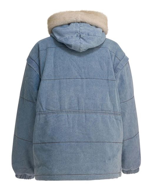 Max & Moi Blue Deva Hooded Down Jacket