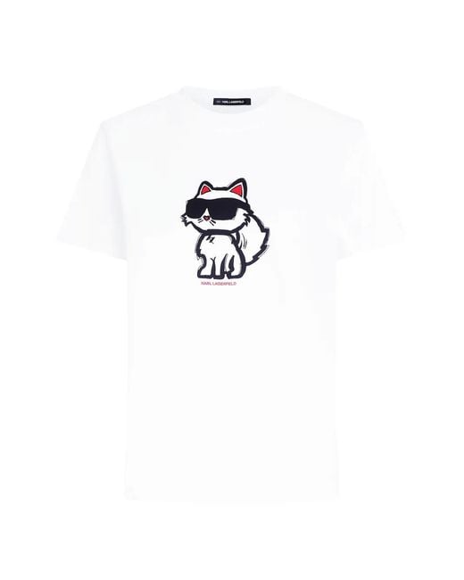 Karl Lagerfeld White Ikon Choupette T-Shirt