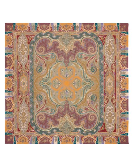Etro Brown Paisley-print Cashmere-blend Scarf