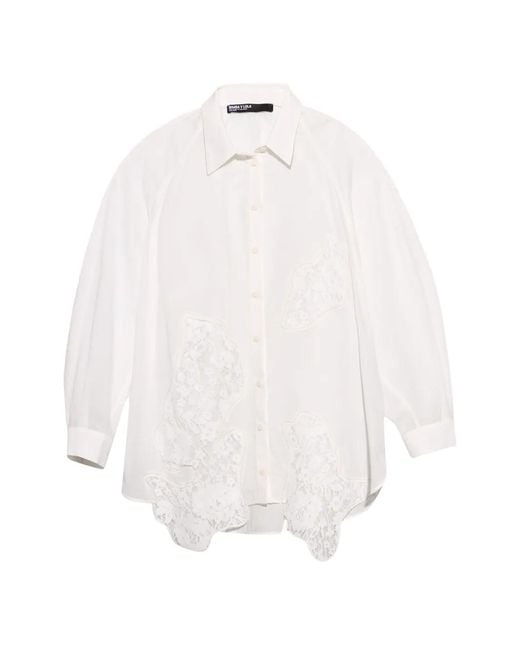 Bimba Y Lola White Ivory Oversize Lace T-Shirt
