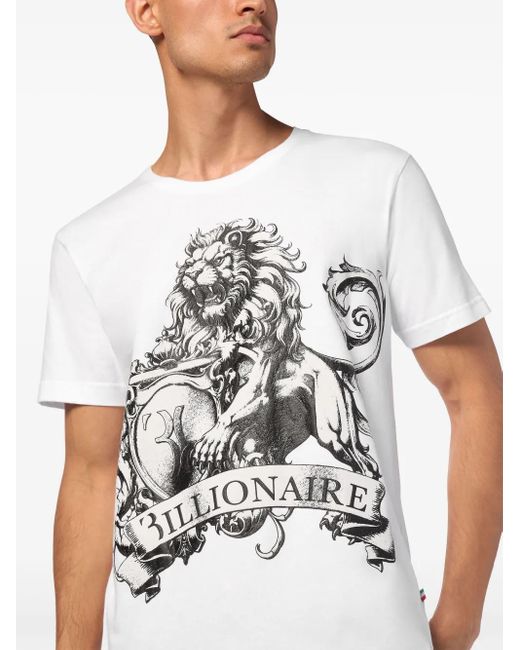 Billionaire White Ss Logo-Print Cotton T-Shirt for men