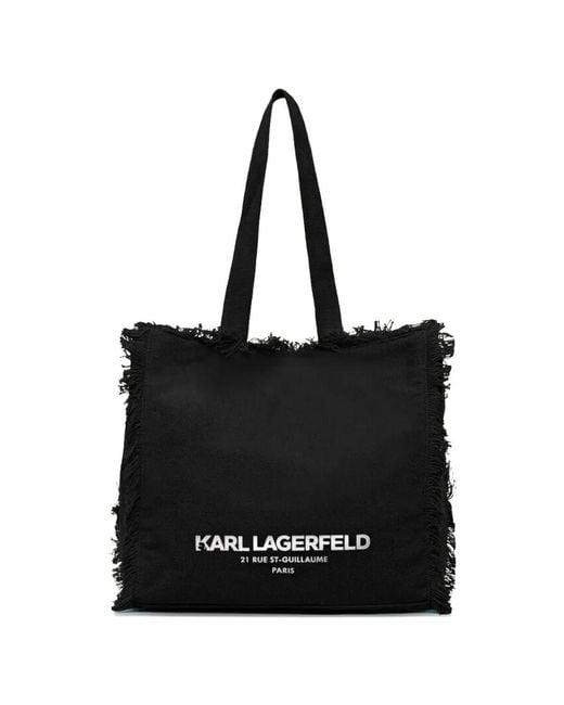 Karl Lagerfeld Black K/Rsg Frayed-Edge Tote Bag