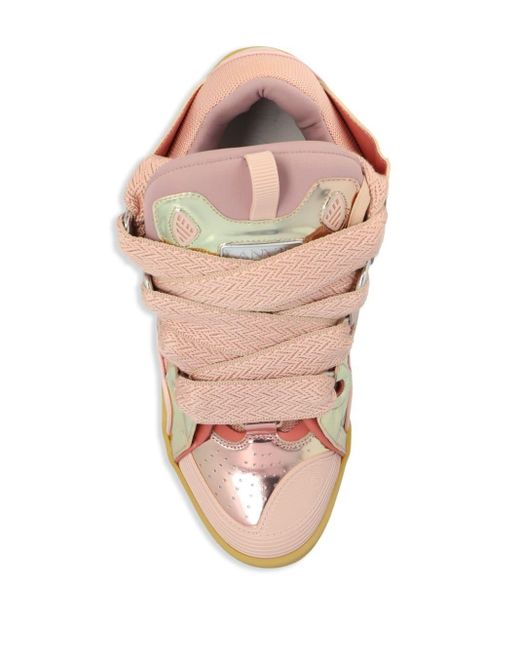 Lanvin Pink Curb Metallic Leather Sneakers