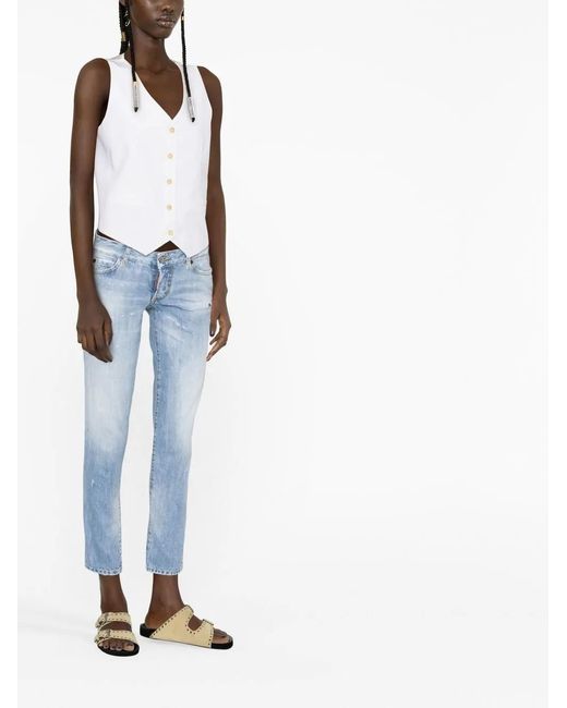 DSquared² Blue Low-Rise Slim-Cut Jeans