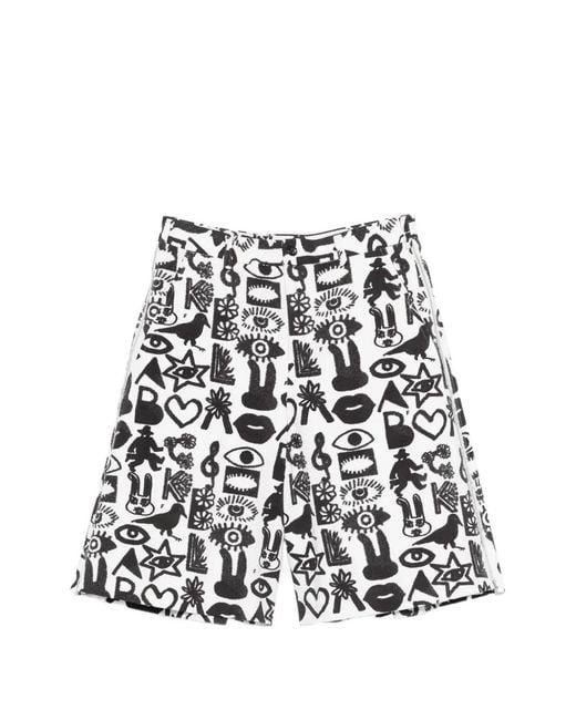 COMME DES GARÇON BLACK White Patterned Shorts