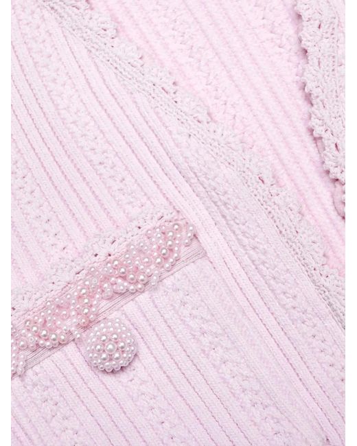 Self-Portrait Pink Pearl-Embellishment Mini Dress